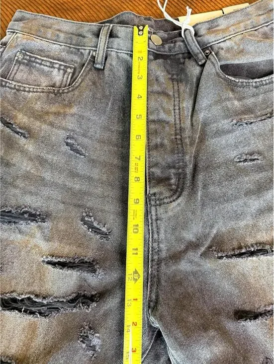 MNML Men's Ultra Baggy Thrashed Denim Jeans - Black Size 42 - Picture 4 of 6